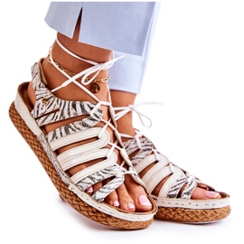 Sandali in pelle da donna alla moda Maciejka 05552-04 Beige-Nero