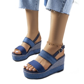 Sandali con zeppa Rocha blu navy