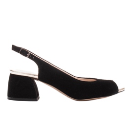Marco Shoes Sandali neri in camoscio con tacco stabile nero