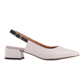Marco Shoes Décolleté basse con tacco aperto realizzate in delicata pelle naturale bianco nero