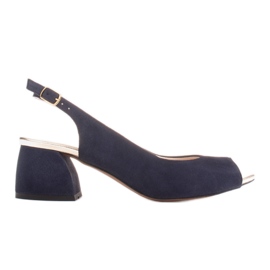 Marco Shoes Sandali in pelle scamosciata blu navy con tacco stabile