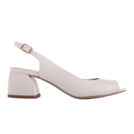 Marco Shoes Sandali in pelle bianca con tacco stabile