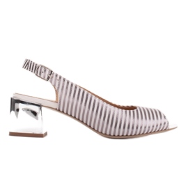 Marco Shoes Comodi sandali da donna con pelle interessante bianco multicolore argento