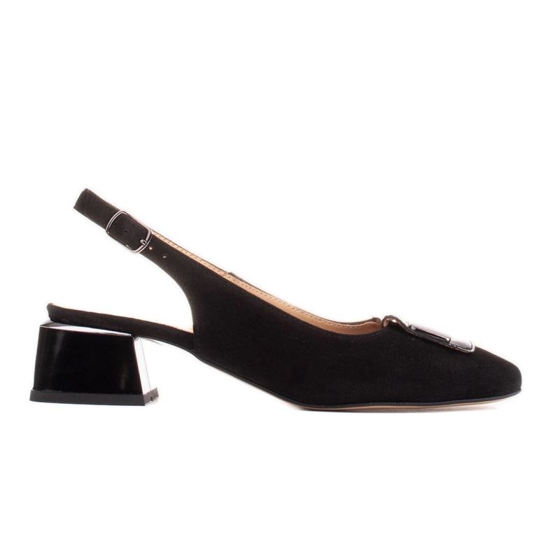 Marco Shoes Sandali con tacco basso con decoro piatto nero