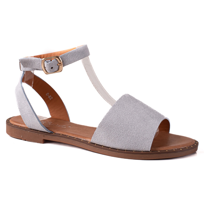 SHELOVET Sandali in pelle scamosciata grigio