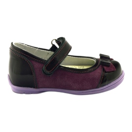 Ballerine in pelle bordeaux con fiocco RenBut rosso