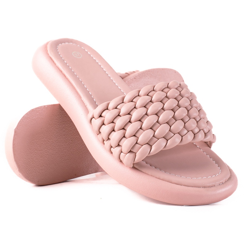 SHELOVET Ciabatte intrecciate da donna rosa
