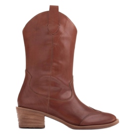 Marco Shoes Stivali da cowboy in pelle martellata marrone 1598B-003-1 BP