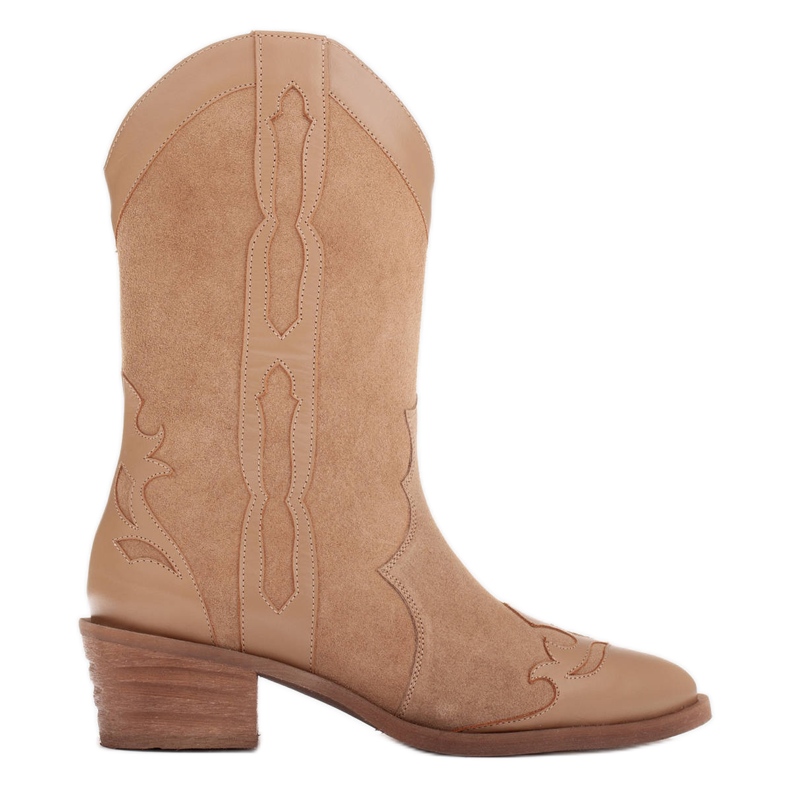 Marco Shoes Stivali in camoscio naturale con elementi in pelle beige