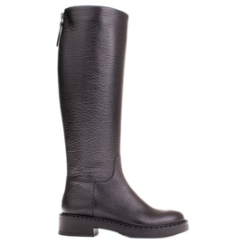 Marco Shoes Stivali con tacco basso in pelle goffrata nero