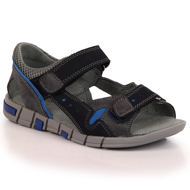 Sandali da bambino con velcro blu navy e grigio Kornecki 6186 nero