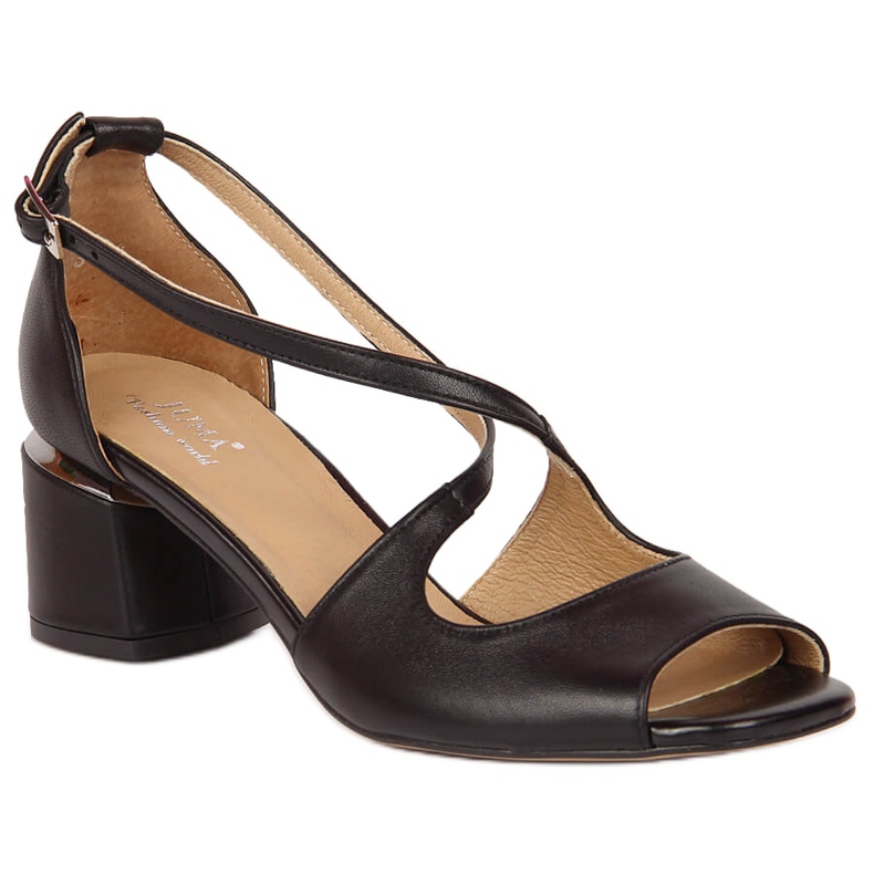 Sandali da donna in pelle nera con tacco alto Juma nero