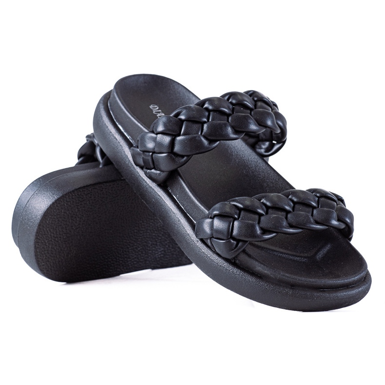 SHELOVET Ciabatte Intrecciate Sulla Piattaforma nero