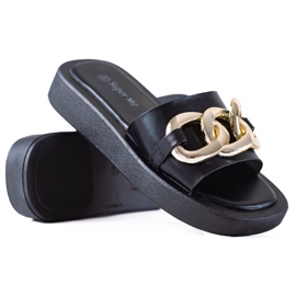 SHELOVET Pantofole Alla Moda Con Una Catena nero d'oro