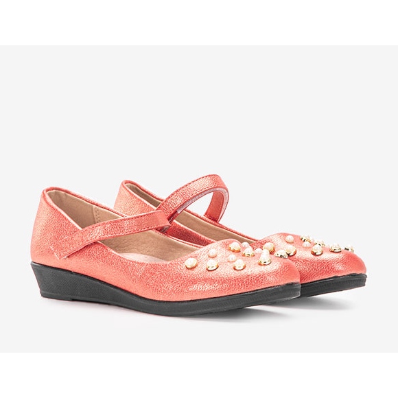 Ballerine rosse per bambini con perle Silva rosso