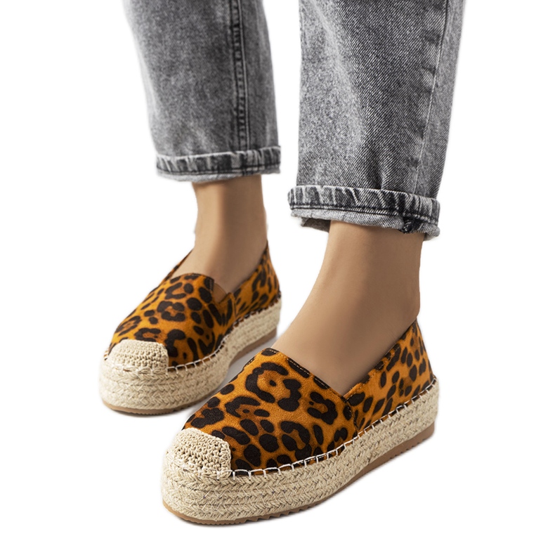 Espadrillas marroni sulla piattaforma Feiken marrone nero giallo