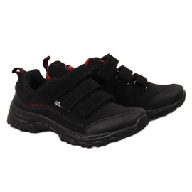 Scarpe da trekking con chiusura strappo impermeabili nere e rosse American Club nero