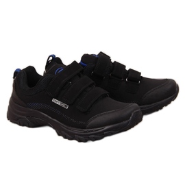Scarpe da trekking con velcro impermeabili nere e blu American Club nero