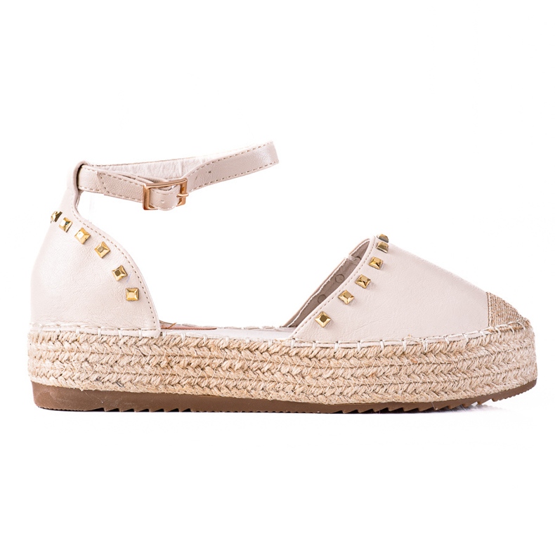 SHELOVET Espadrillas con borchie beige