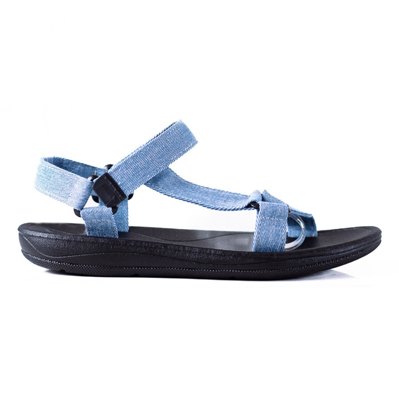 SHELOVET Sandali in denim con velcro blu
