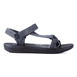 SHELOVET Sandali in denim con velcro blu navy multicolore