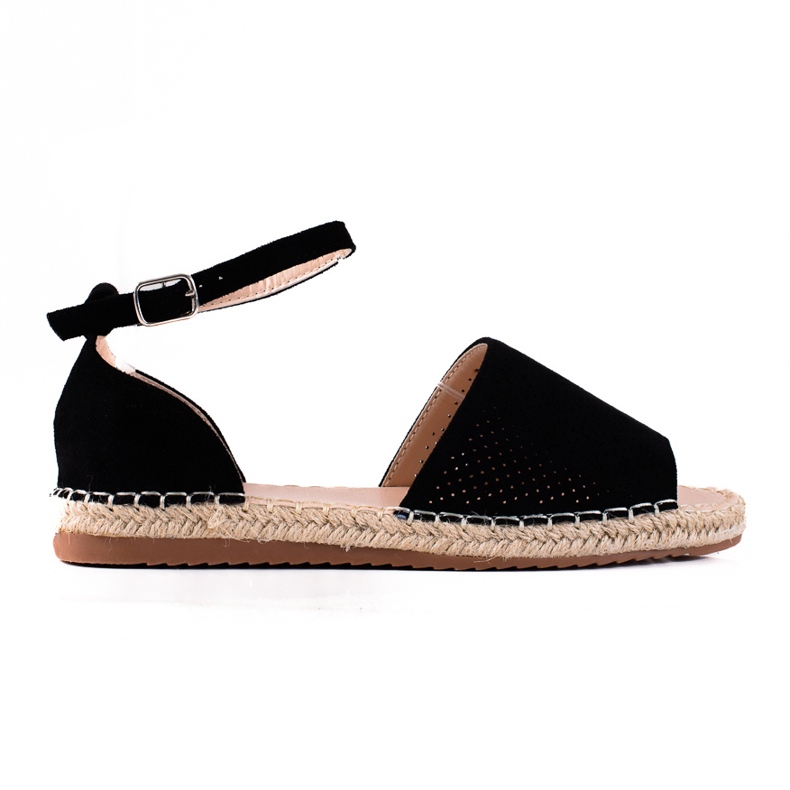 SHELOVET Sandali espadrillas traforati nero