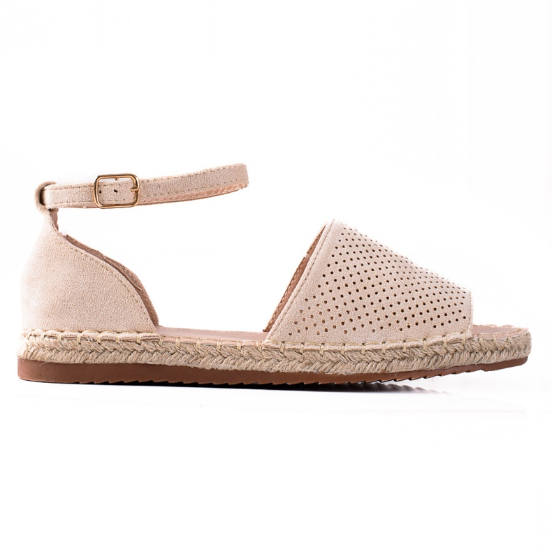 SHELOVET Sandali espadrillas traforati beige