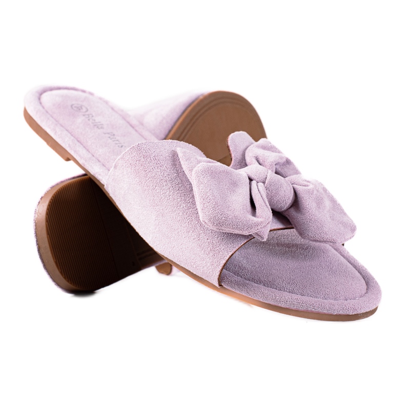 SHELOVET Ciabatte viola con fiocco