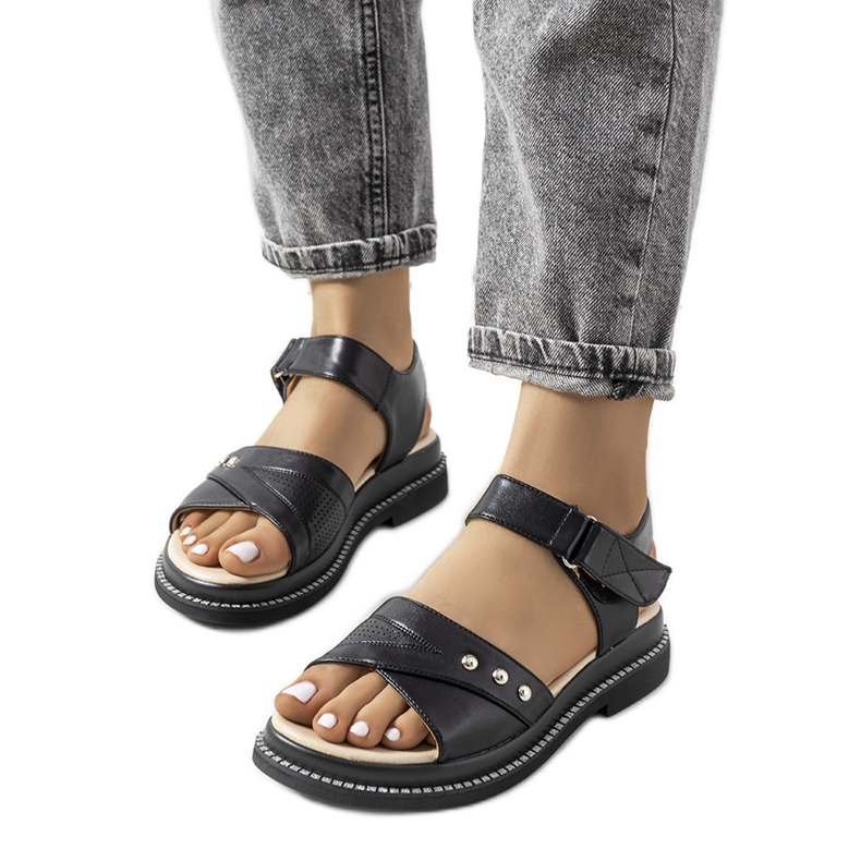 Sandali neri sulla piattaforma Meis nero