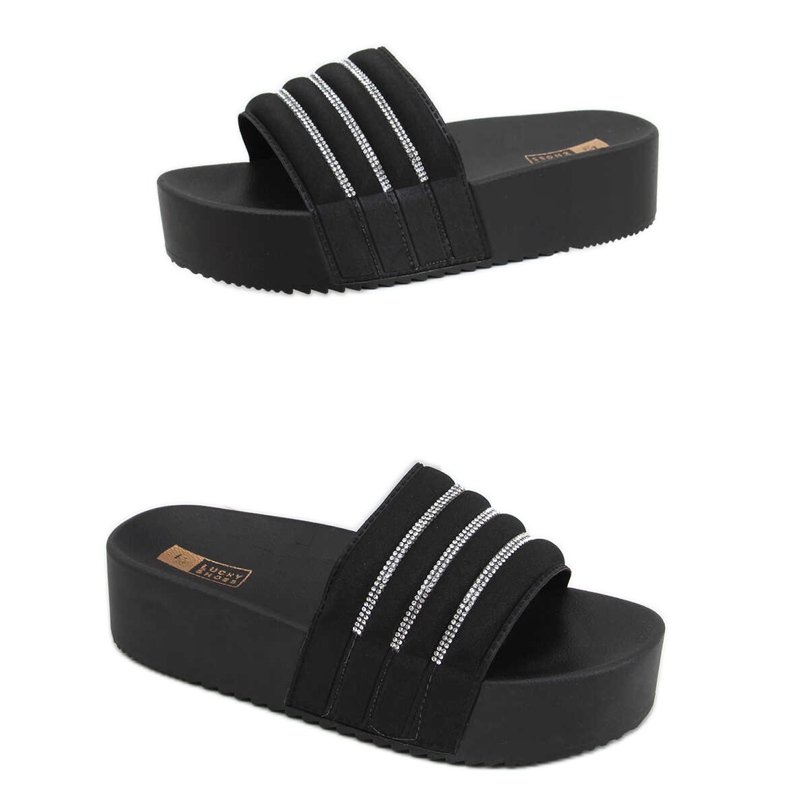 Leah Black infradito con suola alta nero