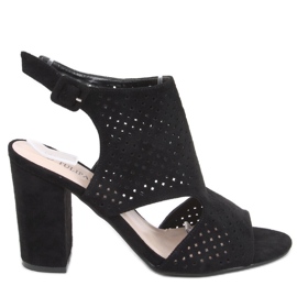 Sandali traforati a tacco alto Guala Black nero