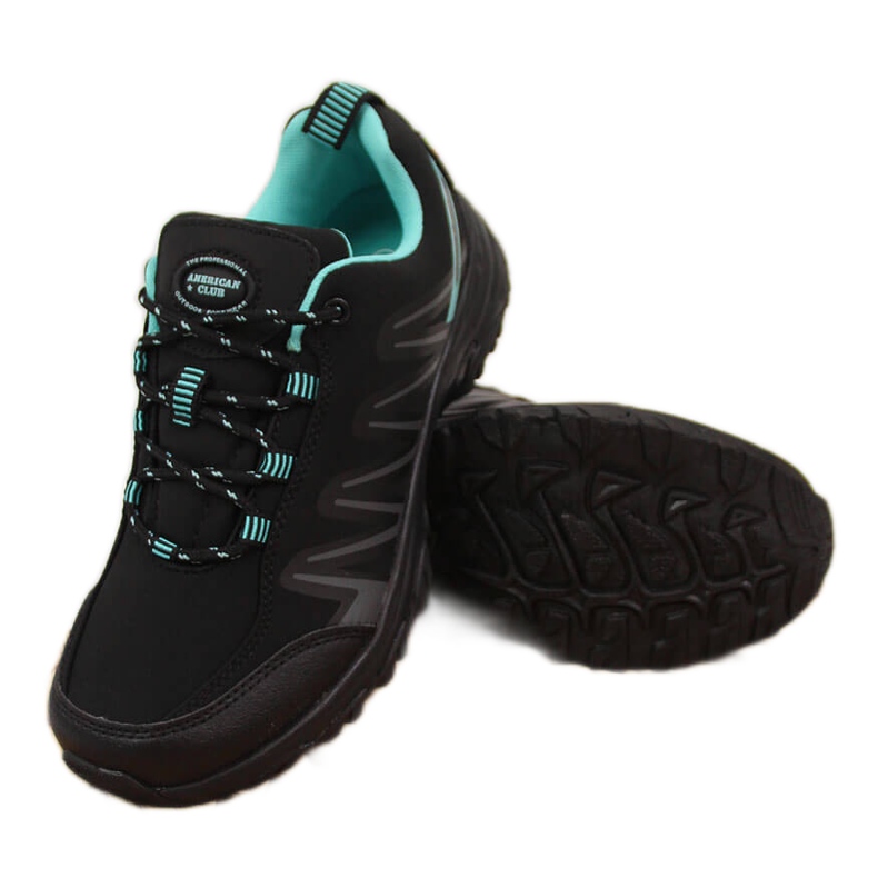 Scarpe da trekking da donna impermeabili nere e menta American Club nero