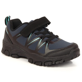 Scarpe da trekking per bambini impermeabili con velcro blu navy American Club nero