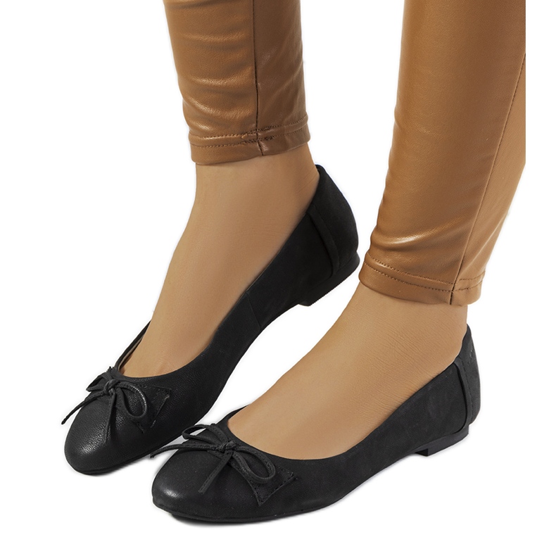 Ballerine nere opache con fiocco Morgana nero