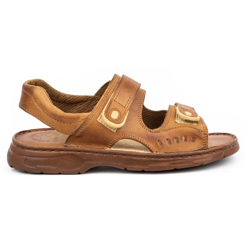 ŁUKPOL Sandali da uomo in pelle 812 marrone