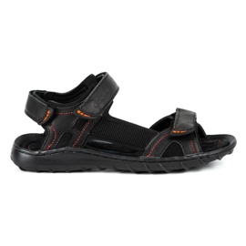 ŁUKPOL Sandali neri da uomo in pelle 832 nero