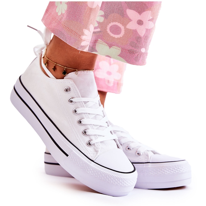 FS3 Sneakers Classiche Da Donna Sulla Piattaforma Bianche Conelle bianca