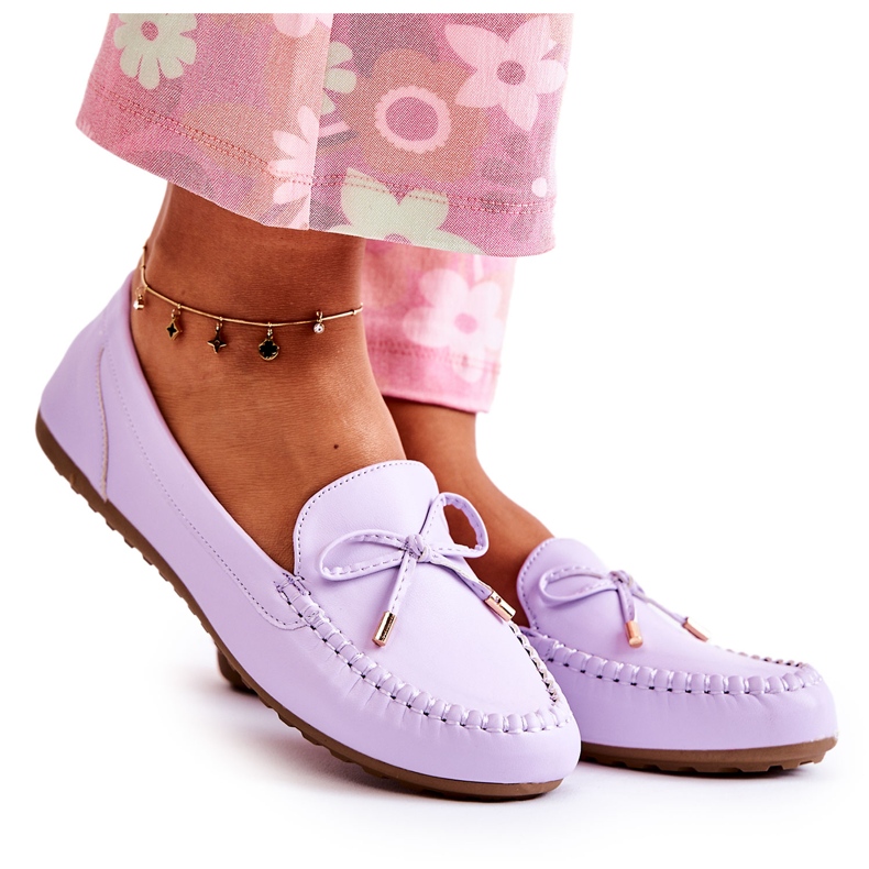 PG1 Mocassini Da Donna Con Fiocco Viola Aurila