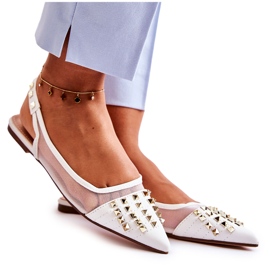 Ballerine da donna con borchie bianche Kinley bianco