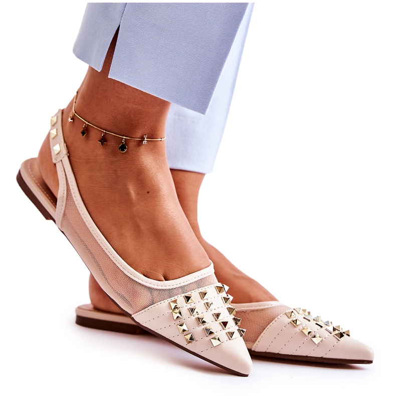 Ballerine da donna con borchie beige Kinley