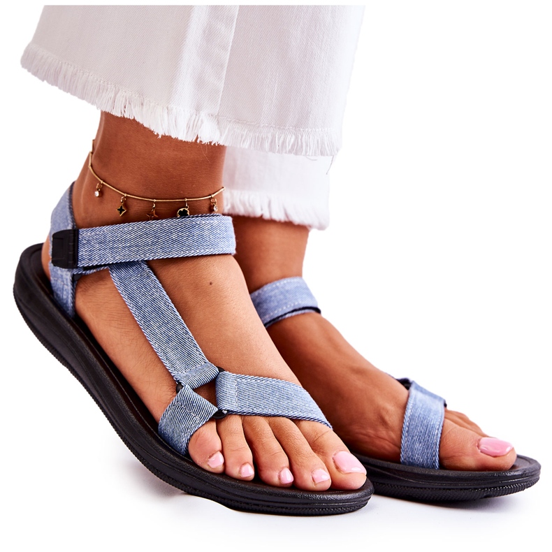 Sandali Classici Da Donna Con chiusura strappo Kalla Azzurro blu
