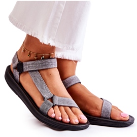 PM1 Sandali Classici Da Donna Con Velcro Grigio Kalla