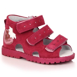 Sandali ortopedici in pelle con fucsia fragola Kornecki Jr KORORT117 rosa
