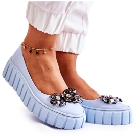 PA2 Ballerine In Pelle Sulla Piattaforma Con Un Ornamento Ladette Blu