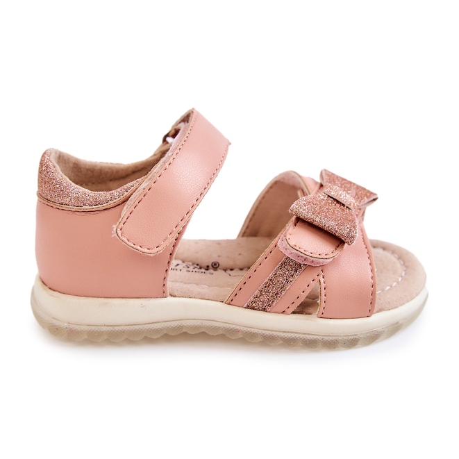 S.Barski Sandali In Pelle Per Bambini Con Velcro Rosa Lolly