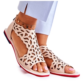 PA2 Sandali Traforati Leggeri In Pelle Beige Alima