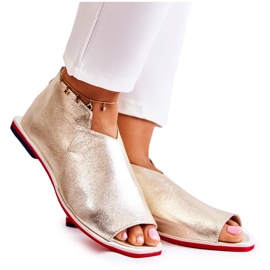 Nicole Sandali In Pelle Su Un Cursore Clorie Dorato d'oro