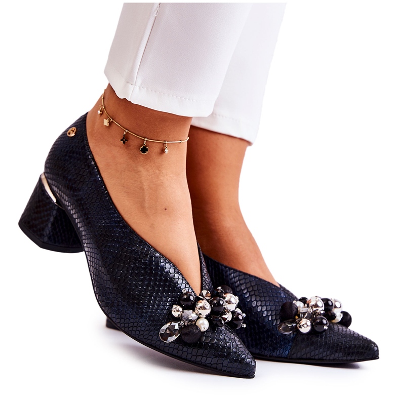 Décolleté In Pelle Con Decorazione Laura Messi 2487 Nera nero