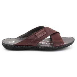 Kampol Ciabatte da uomo in pelle 200/34/P bordeaux rosso