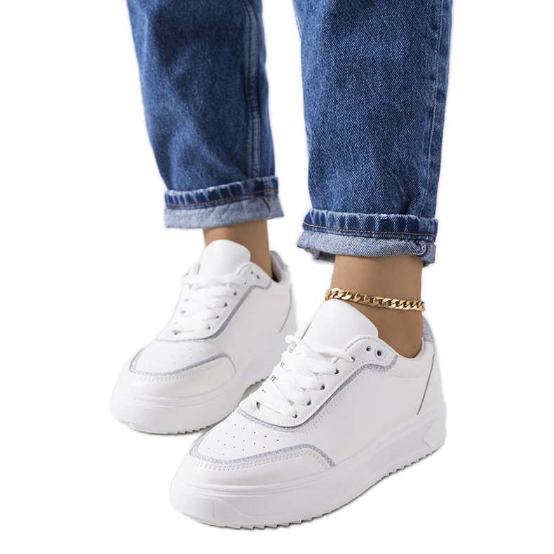 Sneakers bianche da donna Dounya bianca d'argento